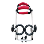 Close-up of the OldPal wheelchair harness and wheel, Mini to Medium sizes